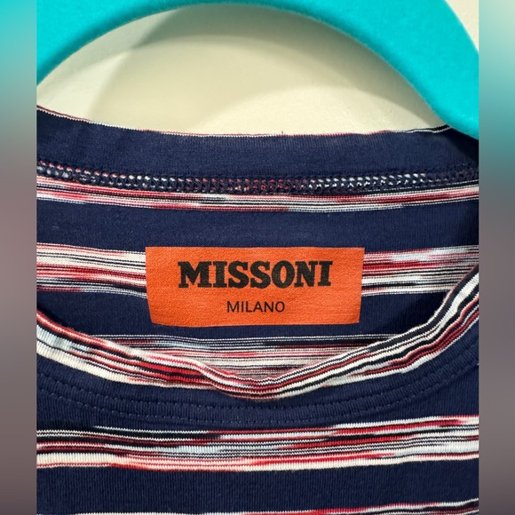 Missoni Men's Stripe Cotton Jersey Logo Tee - Picture 4 of 5